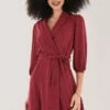 Closet London Burgundy Wrap Dress With Collar -Closet London Popular Shop D6936 DSC 1178 75156.1633090150
