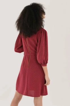 Closet London Burgundy Wrap Dress With Collar -Closet London Popular Shop D6936 DSC 1187 59063.1623340799
