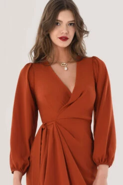Closet London Rust Pleated Wrap Dress -Closet London Popular Shop D6961 DSC 1987 35684.1626433242