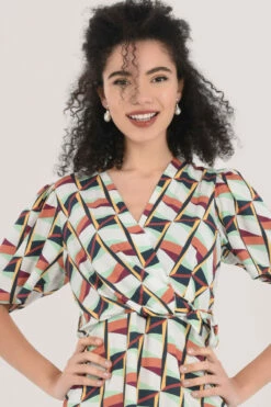 Closet London Multi Print Pleated Wrap Mini Dress -Closet London Popular Shop D7026 DSC 1784 15609.1626432891