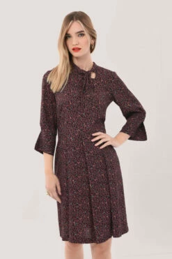Closet London Brown Print Tie Neck Dress -Closet London Popular Shop D7052 7221 74226.1630672265