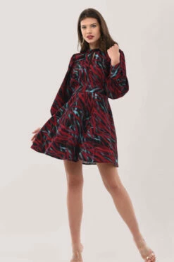Closet London Red Print Puff Sleeve Mini Dress -Closet London Popular Shop D7057 5816 24790.1627986084