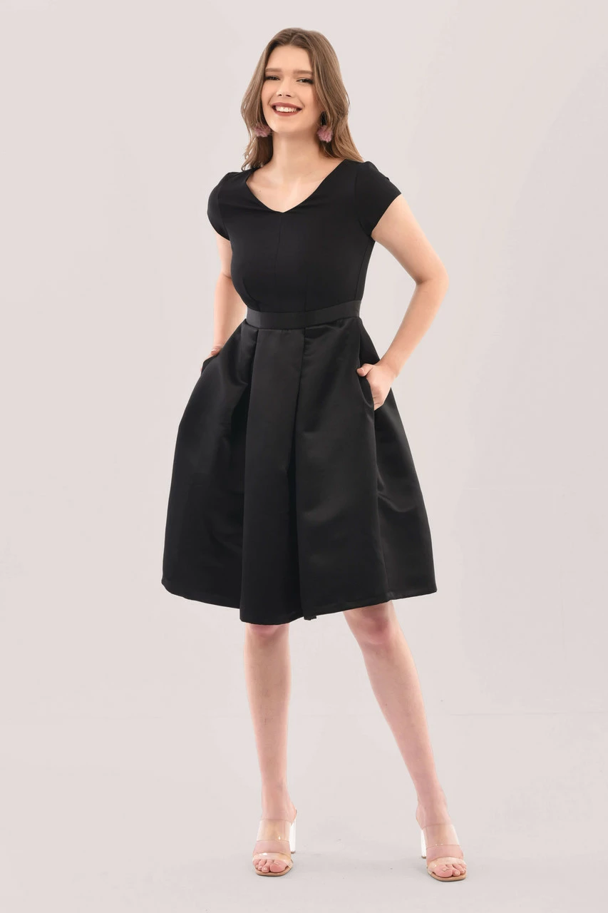 Closet London Black 2-in-1 Full Skirt V-Neck Dress 4 Closet London Black 2-in-1 Full Skirt V-Neck Dress - Image 2