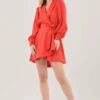 Closet London Red Wrap Tie Waist Mini Dress