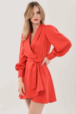 Closet London Red Wrap Tie Waist Mini Dress -Closet London Popular Shop D7140 6477 62574.1627379540