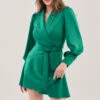 Closet London Green Wrap Tie Waist Dress