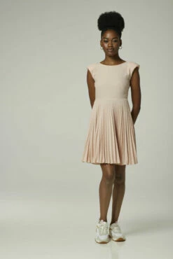 Closet London Pink Bardot Shoulder Pleated Dress