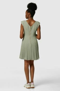 Closet London Olive Green Bardot Shoulder Pleated Dress -Closet London Popular Shop D7142 3658 59460.1637597443