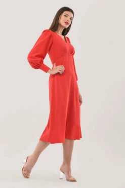 Closet London Red V-Neck Long Sleeve Midi Dress -Closet London Popular Shop D7144 6967 94564.1628782213