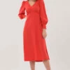 Closet London Red V-Neck Long Sleeve Midi Dress -Closet London Popular Shop D7144 6977 14707.1664812735