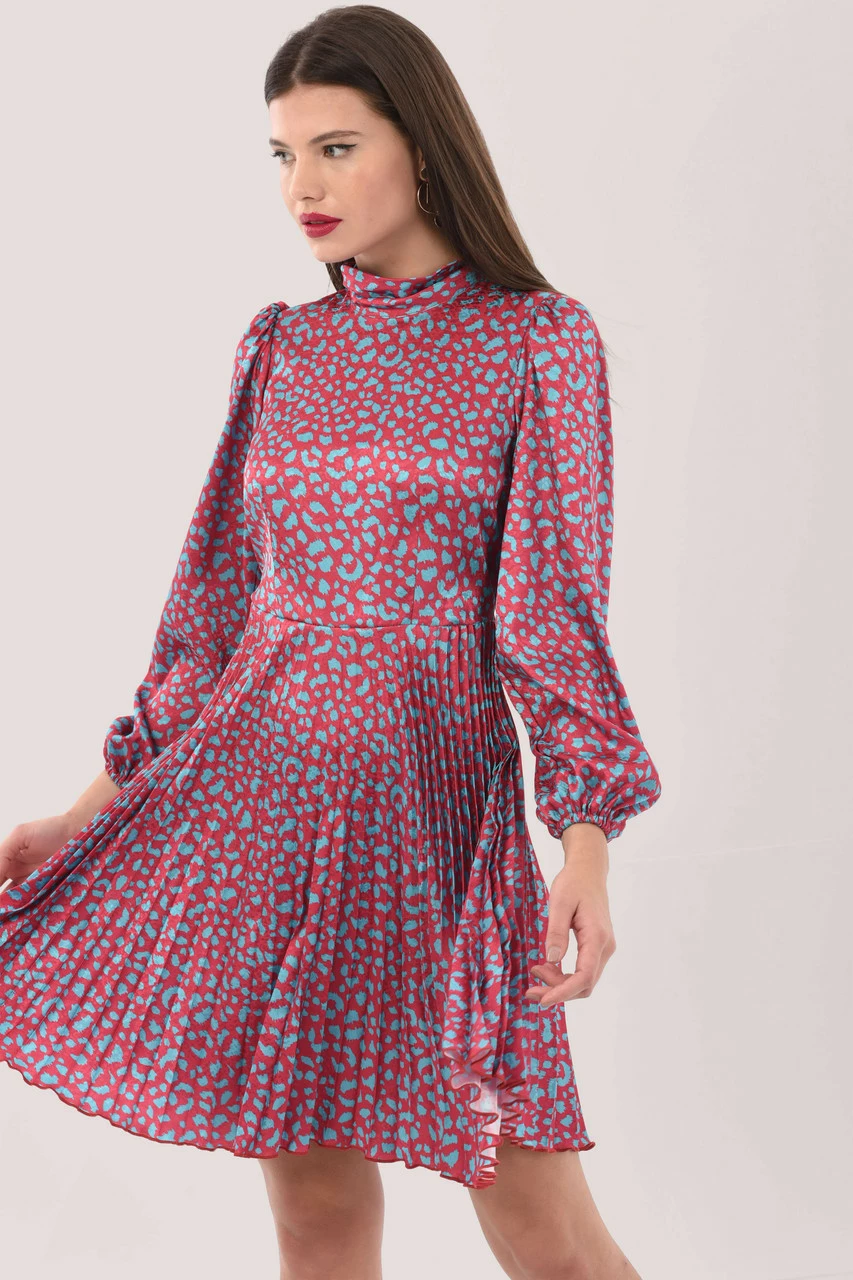 Closet London Red Print Pleated Mini Dress 4 Closet London Red Print Pleated Mini Dress - Image 2