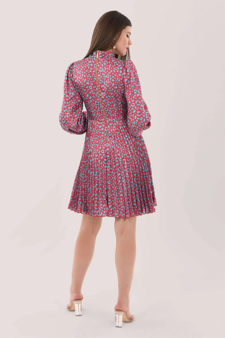 Closet London Red Print Pleated Mini Dress 6 Closet London Red Print Pleated Mini Dress - Image 4