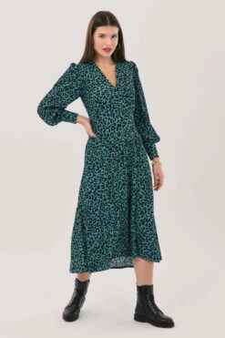 Closet London Blue High-Low Wrap Print Midi Dress