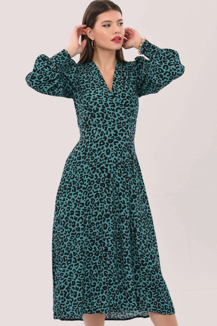 Closet London Blue High-Low Wrap Print Midi Dress 5 Closet London Blue High-Low Wrap Print Midi Dress - Image 3