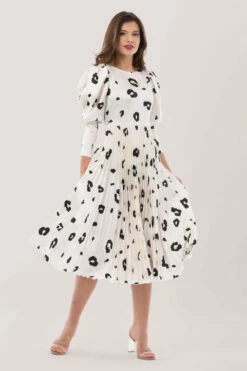 Closet London Ivory Print Pleated Midi Dress -Closet London Popular Shop D7202 6342 19302.1633090174