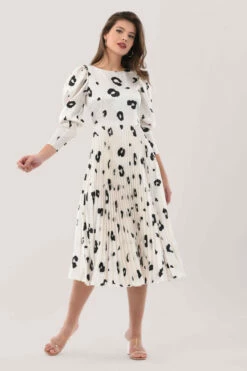 Closet London Ivory Print Pleated Midi Dress -Closet London Popular Shop D7202 6345 04245.1628521162