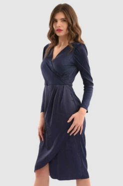 Closet London Blue Wrap Drape Skirt Dress -Closet London Popular Shop D7214 Blue DSC 5341 51796.1649762063