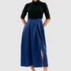 Closet London Blue 2-in-1 Pleated High Neck Midi Dress