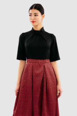 Closet London Red 2-in-1 Pleated High Neck Midi Dress -Closet London Popular Shop D7221 Raspberry DSC 6961 63338.1649762421