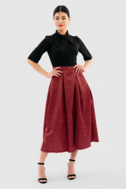 Closet London Red 2-in-1 Pleated High Neck Midi Dress -Closet London Popular Shop D7221 Raspberry DSC 6965 23154.1649762421