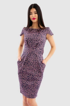 Closet London Pink Print Pleated Tulip Dress -Closet London Popular Shop D7222 Rose DSC 7547 00077.1649762569