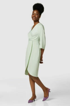 Closet London Green Pleated Wrap Midi Dress -Closet London Popular Shop D7225 2875 89986.1633099221