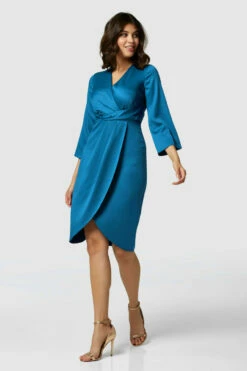 Closet London Blue Pleated Wrap Dress -Closet London Popular Shop D7225 3887 63600 23297.1662995991
