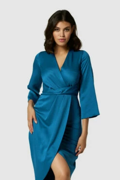 Closet London Blue Pleated Wrap Dress -Closet London Popular Shop D7225 3900 65373 31867.1662995989