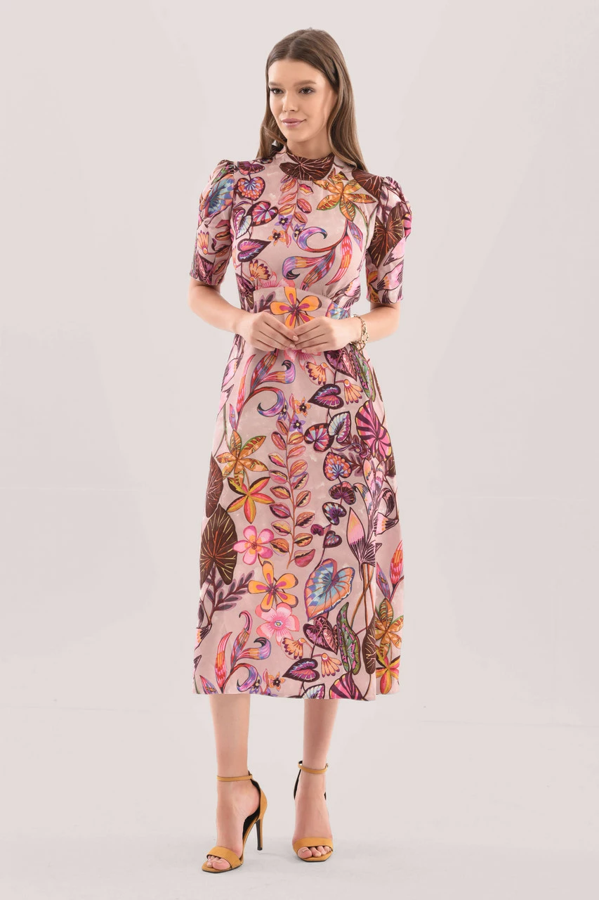 Closet London Pink Tie Back Print Midi Dress 4 Closet London Pink Tie Back Print Midi Dress - Image 2