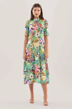 Closet London Green Tie Back Print Midi Dress -Closet London Popular Shop D7233 3 DSC 0981 94064.1633090109