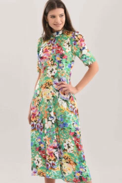 Closet London Green Tie Back Print Midi Dress -Closet London Popular Shop D7233 3 DSC 0985 30727.1624017826