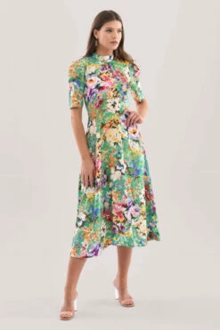 Closet London Green Tie Back Print Midi Dress -Closet London Popular Shop D7233 3 DSC 0989 92172.1627651771