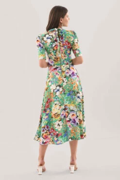 Closet London Green Tie Back Print Midi Dress -Closet London Popular Shop D7233 3 DSC 0994 38577.1624017830