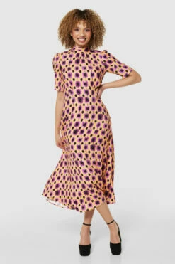 Closet London Orange Multi Tie Back Print Midi Dress -Closet London Popular Shop D7233 ORANGE 71046 54079.1675259443