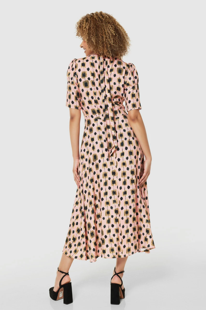 Closet London Peach Orange Tie Back Print Midi Dress 6 Closet London Peach Orange Tie Back Print Midi Dress - Image 4