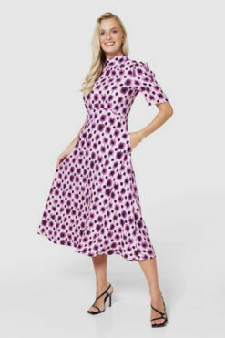 Closet London Purple Multi Tie Back Print Midi Dress -Closet London Popular Shop D7233 PURPLE 1426 76012.1678450049
