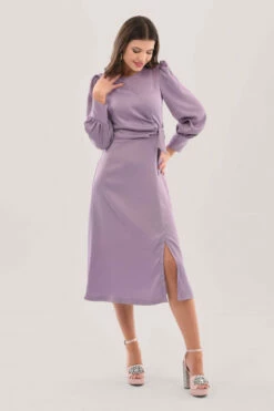 Closet London Purple Puff Sleeve A-Line Wrap Tie Dress -Closet London Popular Shop D7413 DSC 9439 45433.1624019278