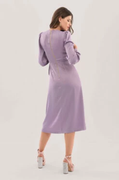 Closet London Purple Puff Sleeve A-Line Wrap Tie Dress -Closet London Popular Shop D7413 DSC 9446 86277.1624019283