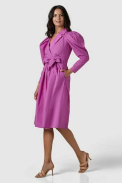 Closet London Pink Wrap A-Line Puff Sleeve Dress -Closet London Popular Shop D7416 210629 Closet London 2379 40000.1626279494