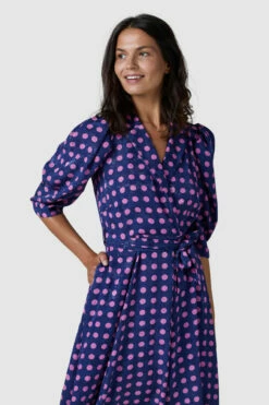 Closet London Navy Blue Polka Dot Print Collar & Revere Dress -Closet London Popular Shop D7459 PRINT 210629 Closet London 1185 74091.1626187503
