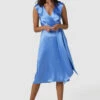 Closet London Blue Wrap A-Line Midi Dress