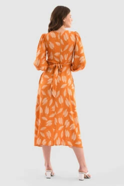 Closet London Orange Print Puff Sleeve Midi Dress 9 Closet London Orange Print Puff Sleeve Midi Dress -Closet London Popular Shop D7508 Orange DSC 4741 61525.1649693022