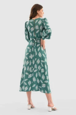 Closet London Teal Print Puff Sleeve Midi Dress -Closet London Popular Shop D7508 Teal DSC 4637 71614.1649693205