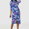 Closet London Blue Floral Print Pencil Dress -Closet London Popular Shop D7541 PRINT 210629 Closet London 2115 53380.1643980339