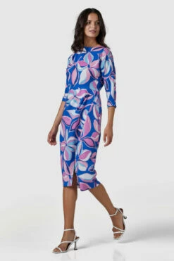 Closet London Blue Floral Print Pencil Dress -Closet London Popular Shop D7541 PRINT 210629 Closet London 2125 51789.1643980346