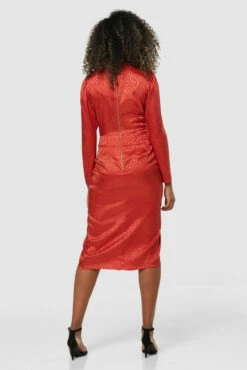 Closet London Rust Brown Pencil Drape Skirt MidiDress -Closet London Popular Shop D7555 20211130 Closet 1625 79682.1639565857