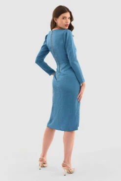 Closet London Blue Drape Skirt Pencil Midi Dress -Closet London Popular Shop D7555 Blue DSC 5487 95602.1649952894