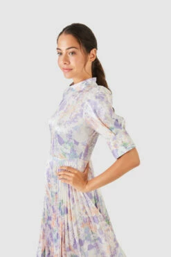 Closet London Ivory Floral Print Pleated Midi Dress -Closet London Popular Shop D7589 MG 5174 84367.1633697021