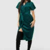 Closet London Green Kimono Wrap Over Velvet Dress -Closet London Popular Shop D7591 GREEN D3583 GREEN 71910 93992.1684341751