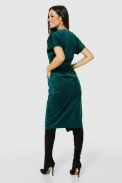 Closet London Green Kimono Wrap Over Velvet Dress -Closet London Popular Shop D7591 GREEN D3583 GREEN 71925 47349.1675337902
